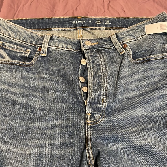 High waisted button fly straight cut-off jeans - Picture 2 of 4